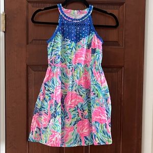 Lilly Pulitzer Pink and Blue Flamingo Kids Dress